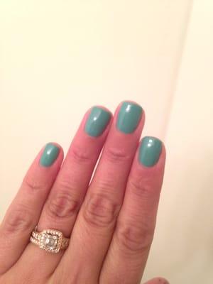 Teal gel mani