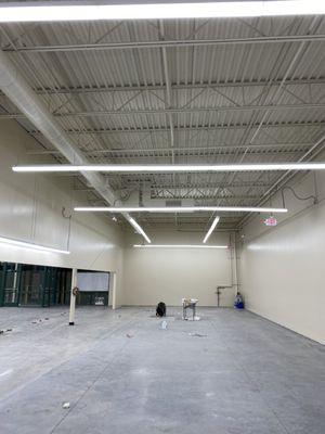 O'Reilly's auto parts warehouse ceiling and walls