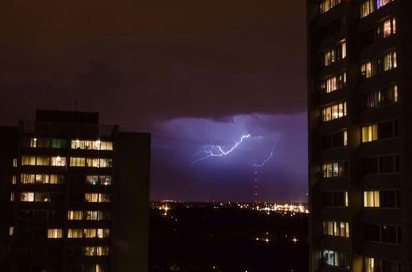 View from Sandburg Residence Hall during a Thunderstorm