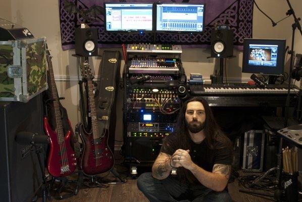 Frank Williams, Owner of Willguard Productions, in his local Project Studio