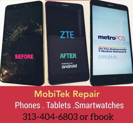 Android ZTE Screen Replacement. Before and After replacement