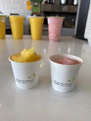 Free samples after I asked about the drinks in the background