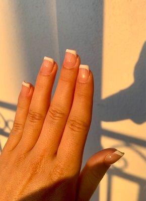 Beautiful square French tip done by Anna