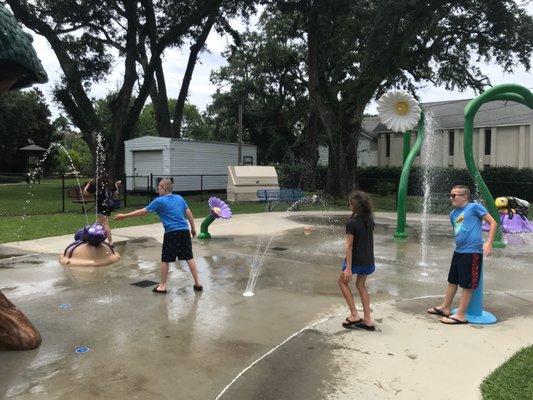 Free splash pad at this park. Great way to cool off on this 96* day.