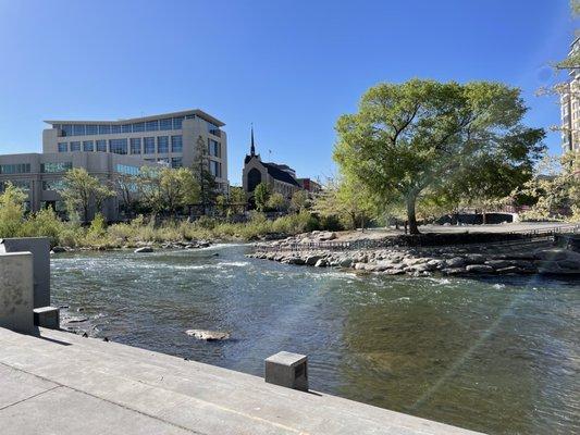 The truckee river is right across the street