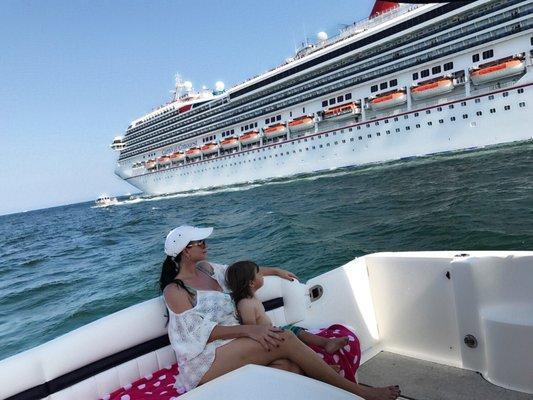 Watching the cruise ships pass by on Kensington Sea Ray Sundancer!!