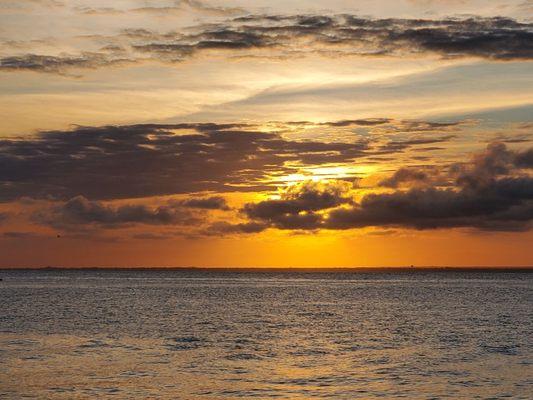 Great sunset view from our table at Flynns