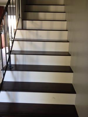 Stairs with Laminate and white risers (after)