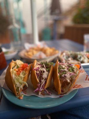 Shrimp and Carnitas puffy taco