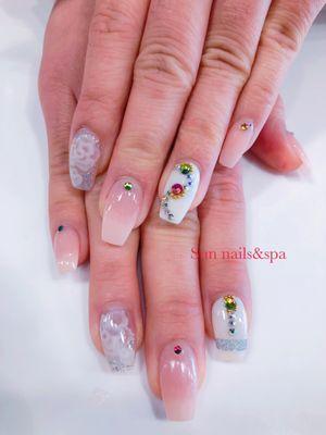 3D design with nude color by SNS powder