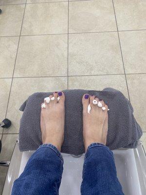 Freshly done pedicure. I have brand new feet!