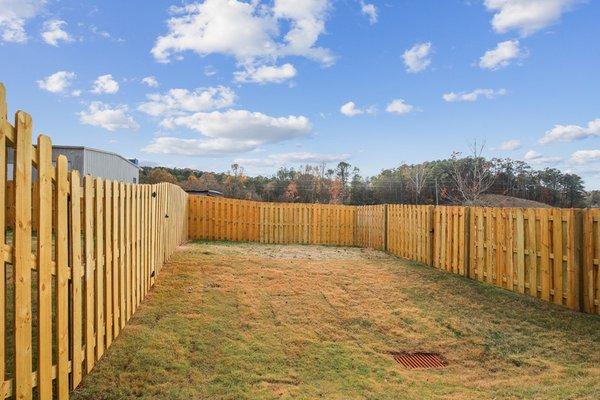 Fenced in backyard.