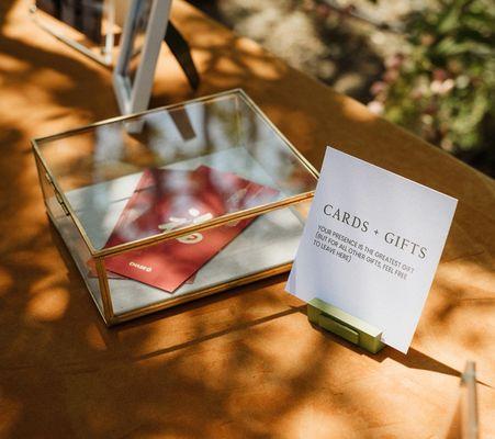 Wedding table signage for cards and gifts