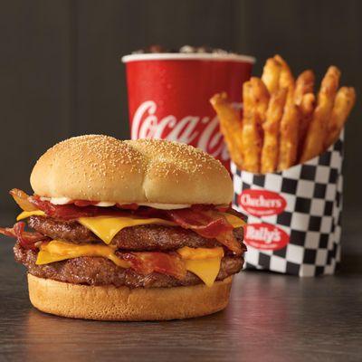 Beef. Cheese. Bacon. Repeat.
Double up on the beef. Triple up on the cheese. And multiply the bacon FOUR TIMES...