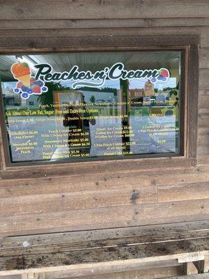 Ice cream menu