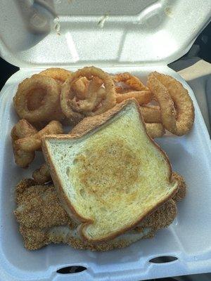 Catfish Onion Rings and the bread was perfect as well.