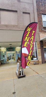 Our wine tasting flag outside the tasting room.