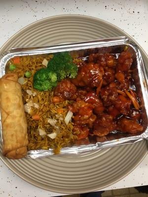 Orange chicken combination platter