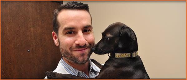 Dr. Cates and his "terrierdactyl" Bella