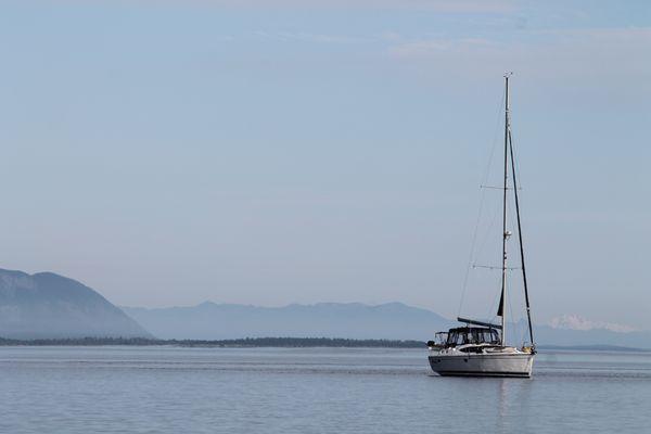 Sailboat in the harbor at Sucia.