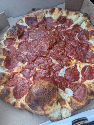 Pepperoni on thin crust