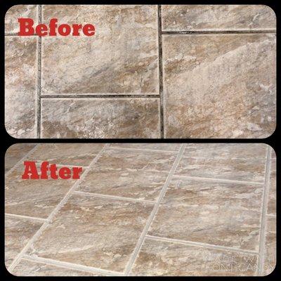 This grout cleaned up nicely using the HydraMaster!