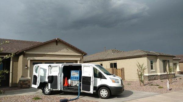 New van and Sapphire Scientific 570 cleaning machine.