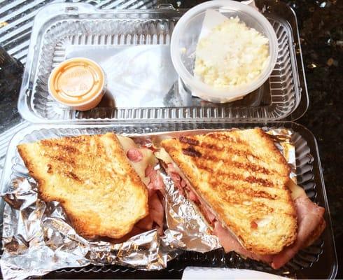 Reuben Panini and a side of Cole slaw!  Yum!