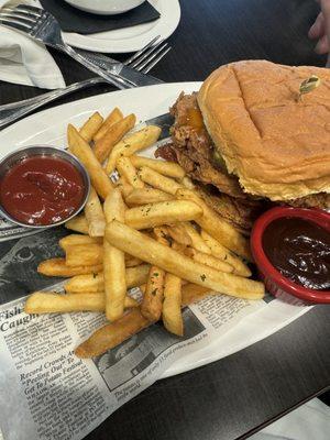 Crispy Chicken Sandwich with fries