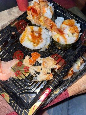 Spider roll, full of shell.