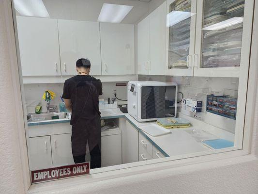 Sanitation/Sterilization room--Very clean and organized