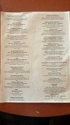 One side of the menu