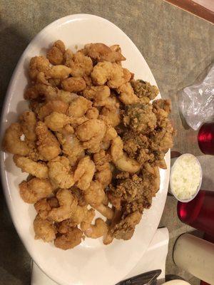 Shrimp and Oysters with fries.