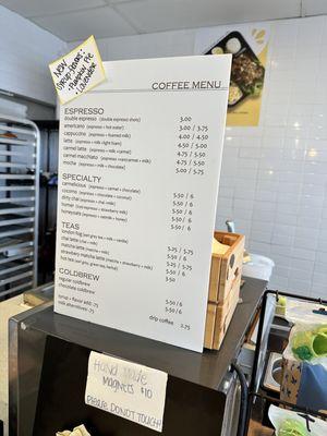 Drink menu