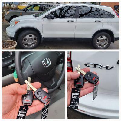 Remotehead keys made for 
a Honda CRV
Danny's Lock & Key 
770-906-6172
www.dannyslockandkey.com