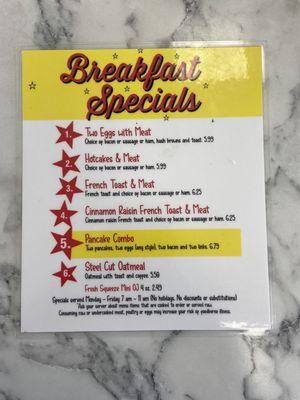 Breakfast specials