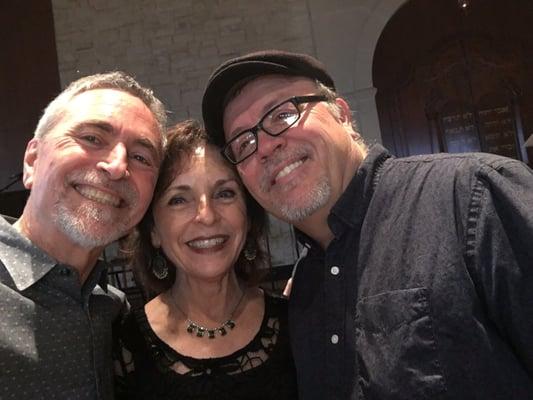 Rabbi Hylan and Rita with Ted Pearce. Worship concert with Ted was wonderful.