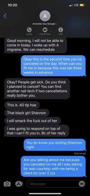 texts between Amanda Garcia and a client