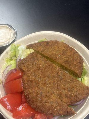 Amazing falafel Greek Salad with the tahini dressing