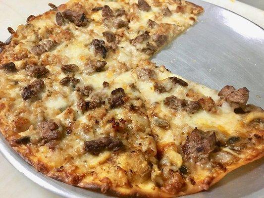 Saturday special- extra thin steak pizza