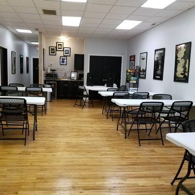 back room (D8 Pizza on weekends and evenings) could host additional gaming