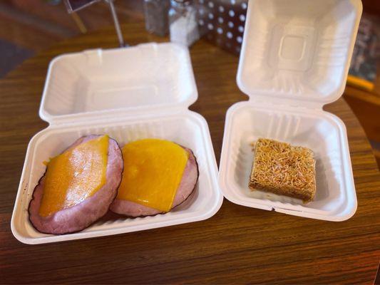 The Breakfast Bagel (my fave) and the brown sugar butter bar with coconut - omg it's all so good!