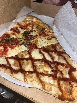 Margherita Slice Pizza and BBQ Chicken Slice Pizza