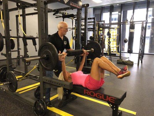 Weight lifting with Bill Kyser during a personal training session.