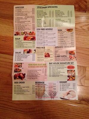 Takeout menu backside