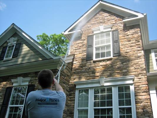 Our low-pressure house washing method is safe and effective for all types of siding.