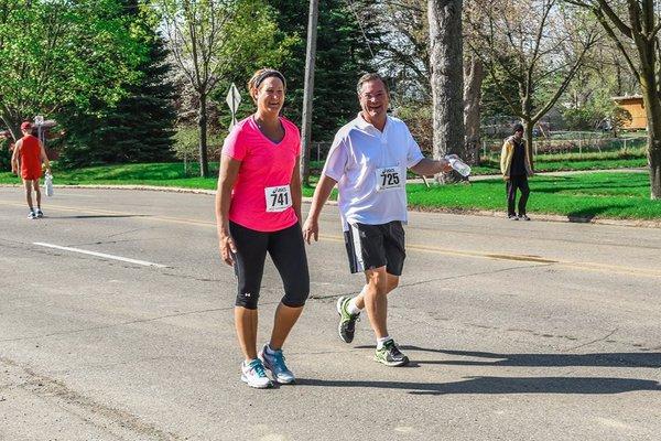 Greg & Jennifer Eve walking the Flintstone Challenge 5k.