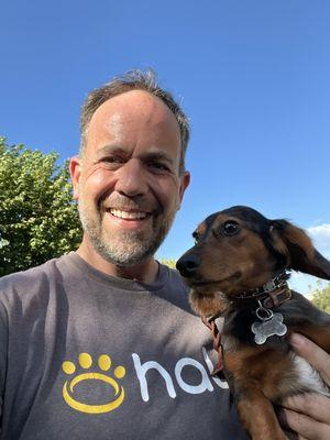 Brett with client Archie the Dacshund