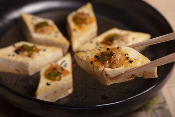 【 Dinner Menu 】Hakka Shrimp Stuffed Tofu with Pickled Mustard Seeds