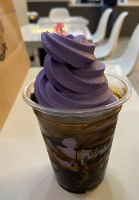 Ube soft serve with boba